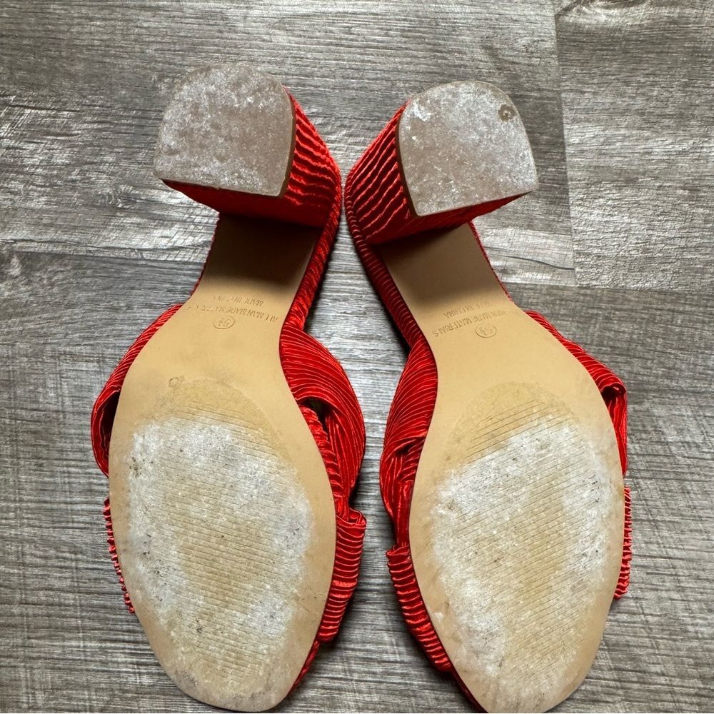 Lulus Asher Red Fabric Knotted High Heel Sandals Size 5.5 - Picture 6 of 7